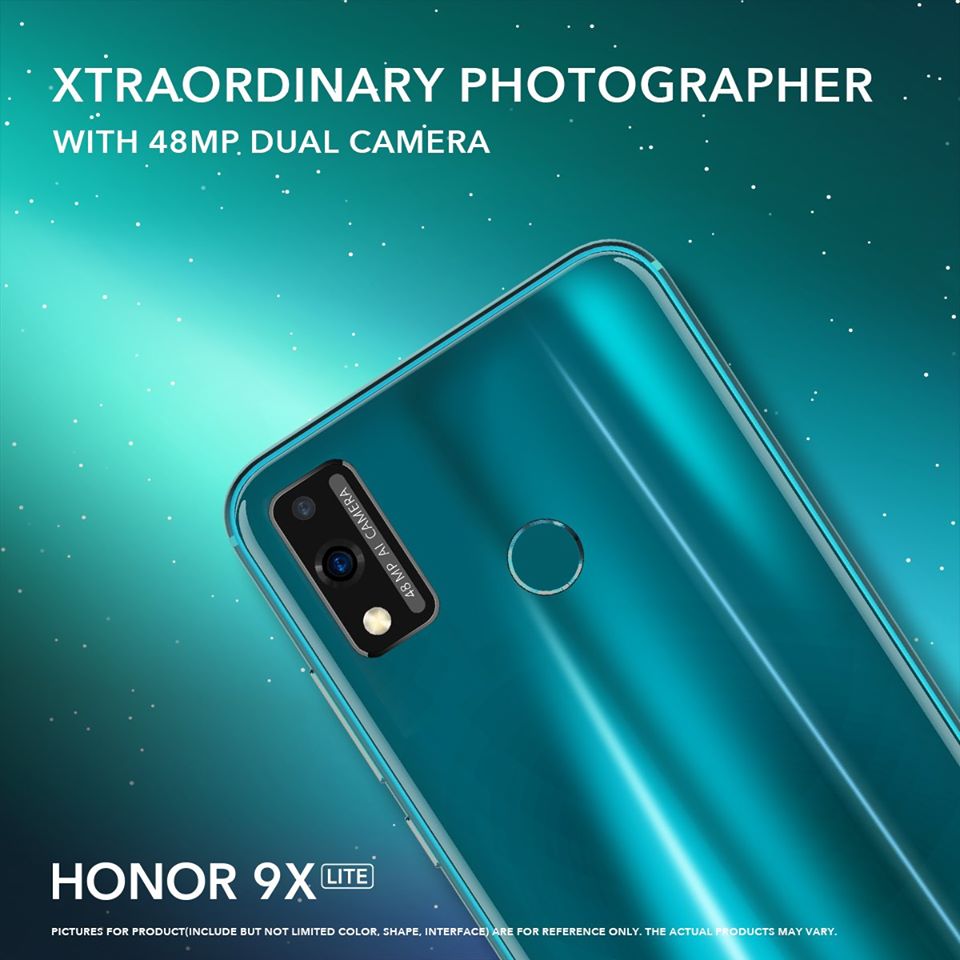 Honor 9X Lite rò rỉ poster để lộ thiết kế với cụm camera kép 48MP và cảm biến vân tay